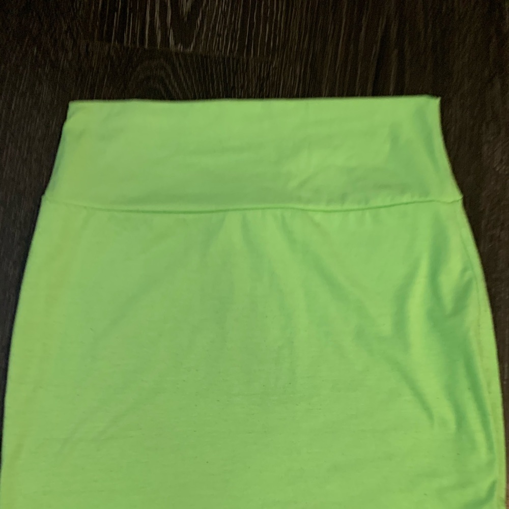 Neon green mini skirt low rise or high rise Large